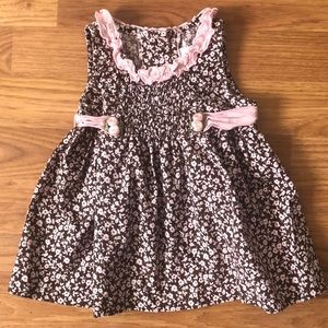 Rare Editions Infant Girl Brown Pink Floral Dress